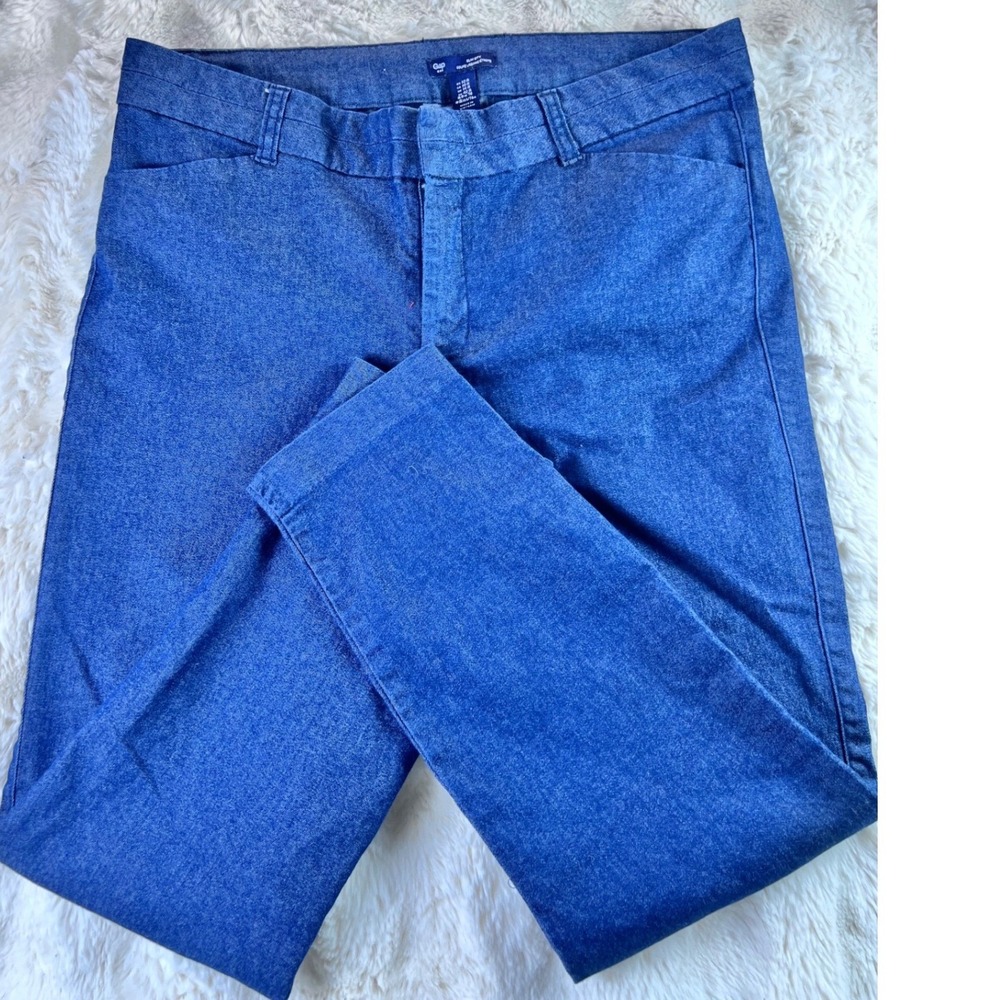 Gap Slim City Blue Trousers Womens 10R Stretch Denim Look Ankle Pants. A19